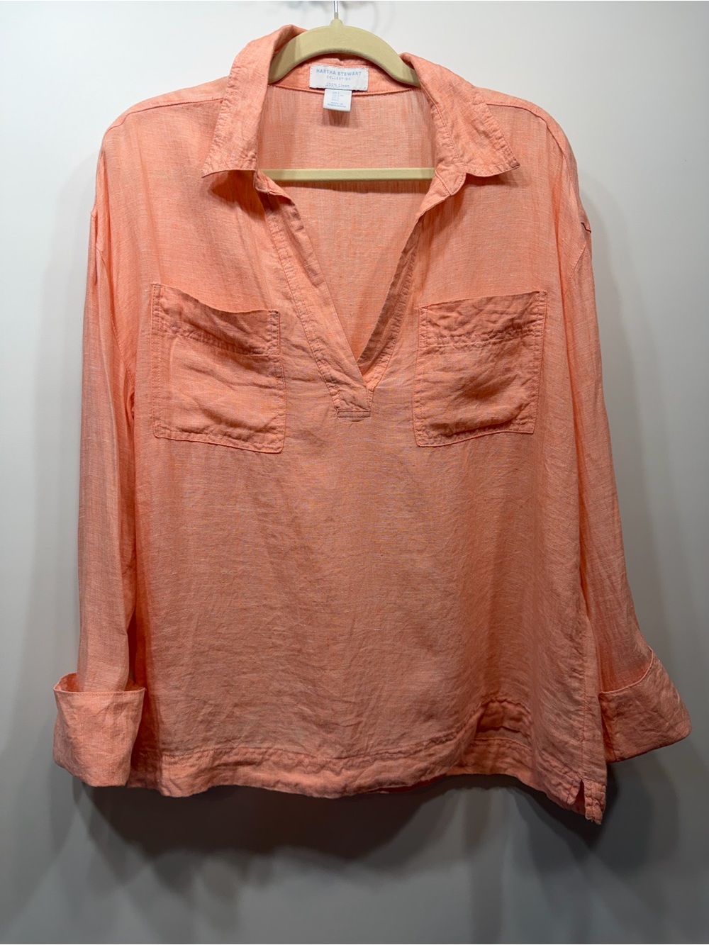 Martha Stewart Coral Peach Button-Down Shirt Size L - Picture 2 of 12